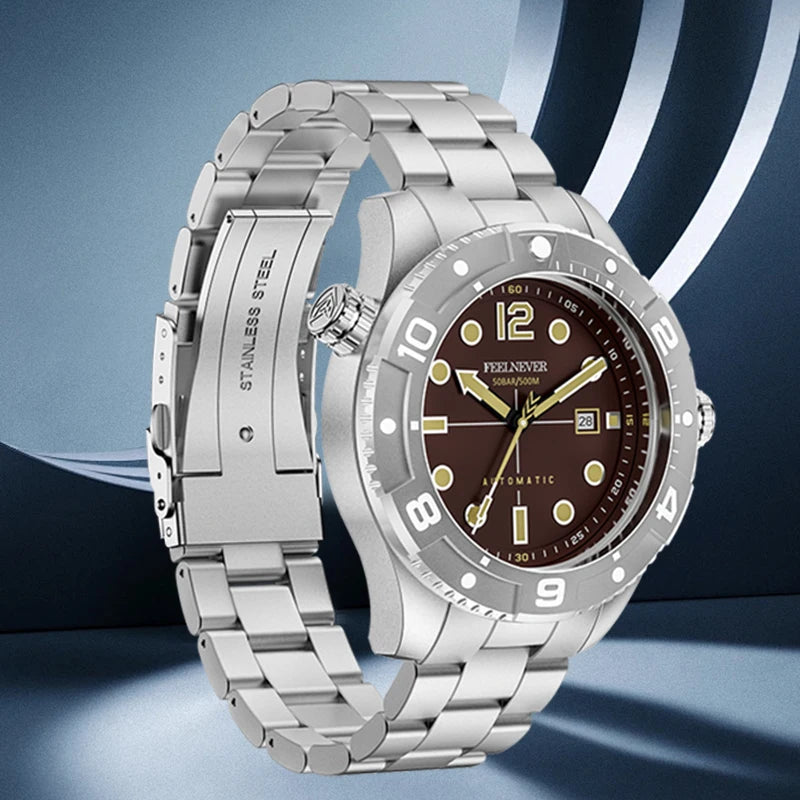 FeelNever Top Brand Luxury Mechanical Watch Profession Casual Sport Stainless Steel Automatic Men's Watches Fashion Wristwatches