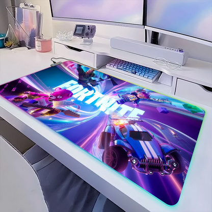 Game F-Fortnite Survival Battle Mouse Pad RGB LED Light Non-Slip Rubber Base Waterproof Office PC Home Desk-Mat USB Large Game