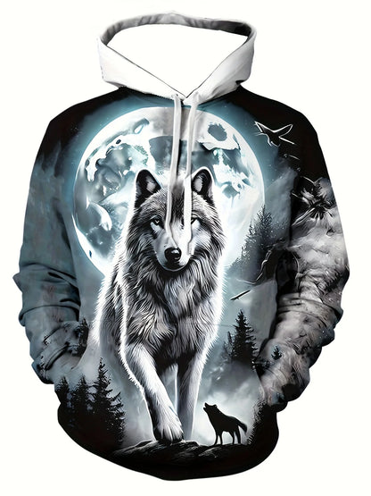 Animal Wolf graphic Men's Fashion 3D Print Outdoor Hoodie Streetwear Hoodies Hooded Front Pocket Designer Hoodie Sweatshirt