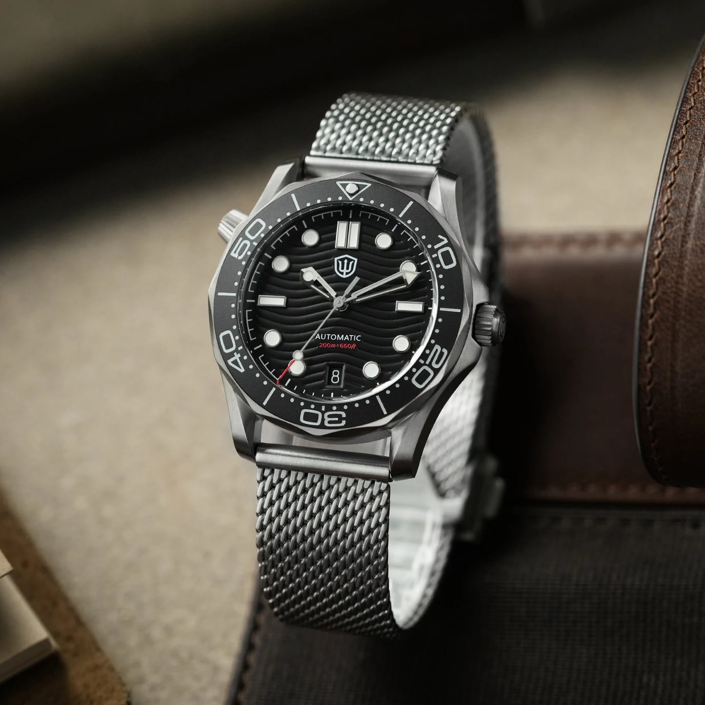 Watchdives WD007 V2 39mm Titanium Dive Watch PT5000 Automatic Movement Luminous 200m Waterproof Domed Bubble Sapphire Watches