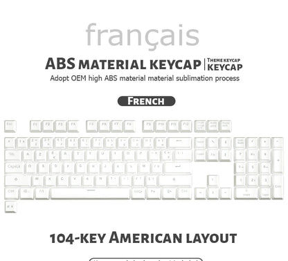 104 Teclas Keycaps Retroiluminadas Coreano Francês Russo Espanhol Alemão para Teclado Mecânico com Switch MX, Perfil OEM, Teclas ABS DIY