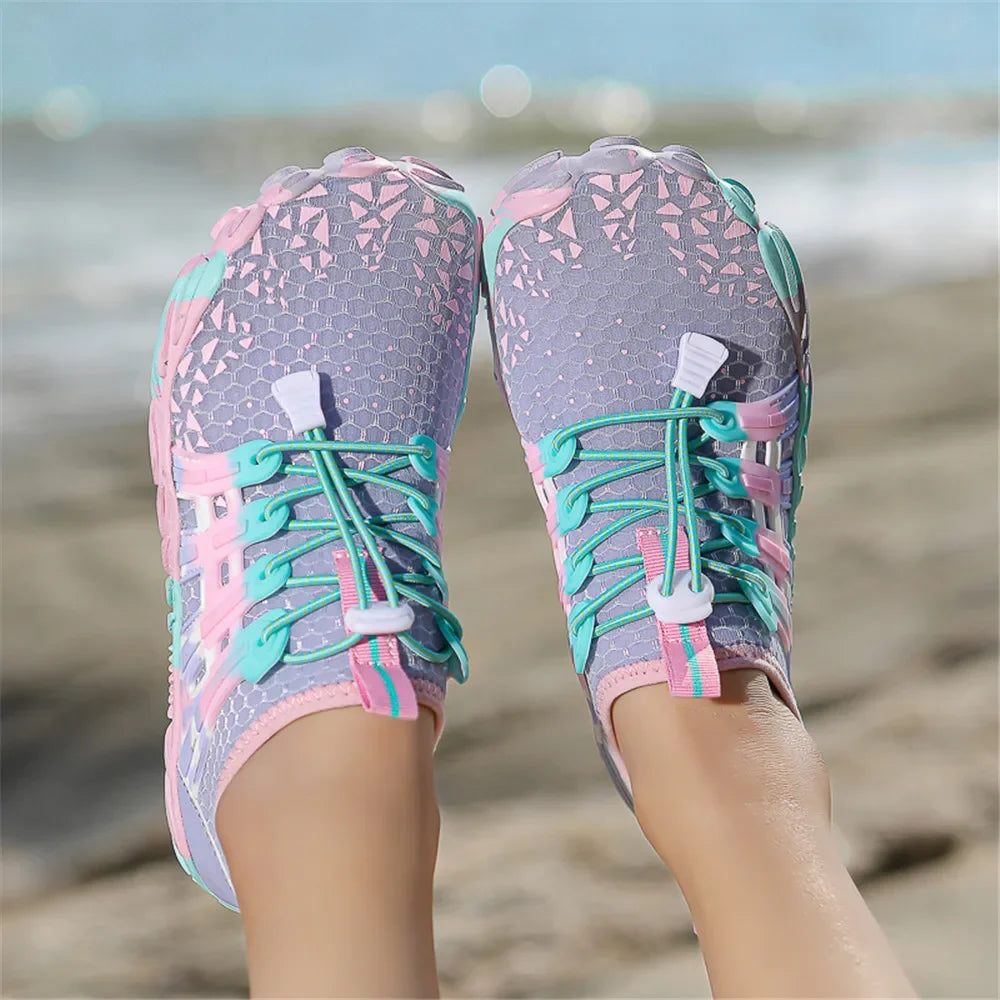Men Women Water shoes Upstream Wading Swimming Barefoot Five Fingers Aqua Shoes Colorful Beach Seaside Light Unisex Sneakers New