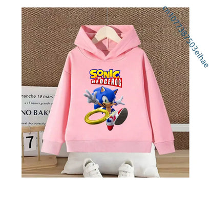 Kids Thick Hoodie with Cute Sonic Anime Pattern Soft Fashion Sweatshirt Clothing Perfect Outfits Gifts for Boys and Girls