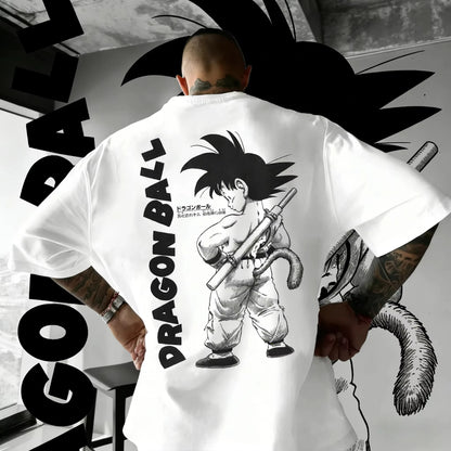 Summer 2026 Dragon Ball oversized T-shirt with power cord, Little Goku, artistic print, neutral casual Y2K