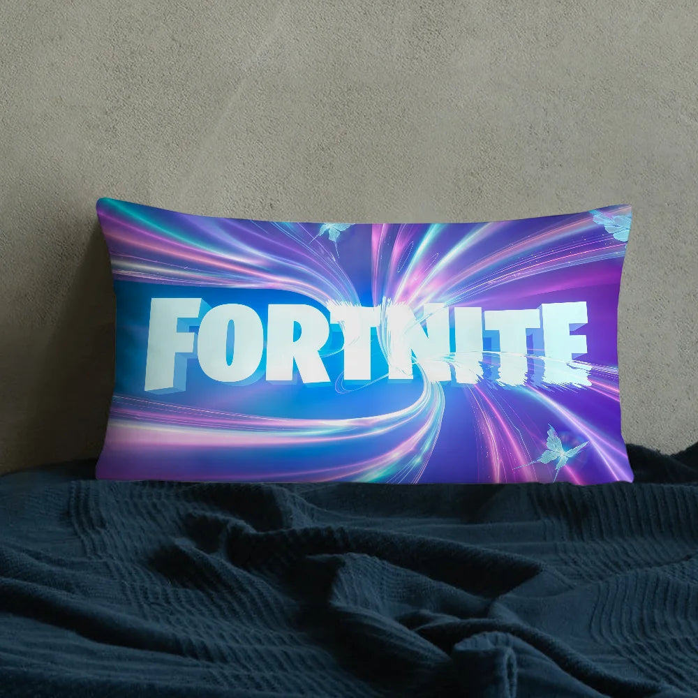 Capa de almofada retangular com logótipo do jogo F-FORTNITE — fronha estampada para cabeceira, sofá, quarto e decoração de casa