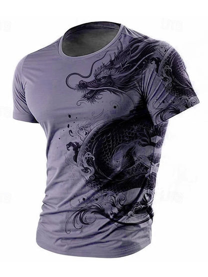 3D Dragon Print Men's T-shirt Summer Daily Casual Men's Street T-shirt Outdoor Sports Short Sleeve Urban Fashion Men's T-shirt