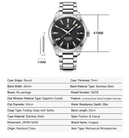 Relógio masculino Corgeut 41mm Luxury NH35 Movt Man Sport Clock automático, relógio de pulso mecânico, safira, bracelete em aço, para homem