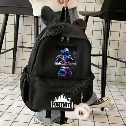 New Fortnite Cartoon Backpack Boy Girl Casual Schoolbag Large Capacity Student Bag Rabbit Ears Travel Backpack Stationery Gift