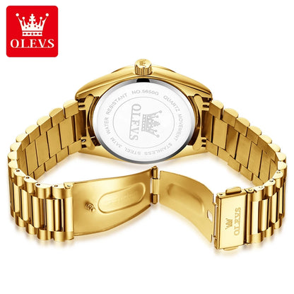 OLEVS 5650 Quartz Men's Watches Unique Week Calendar Display Luxury Brand Original Watches for Men Luminous Waterproof Man Watch