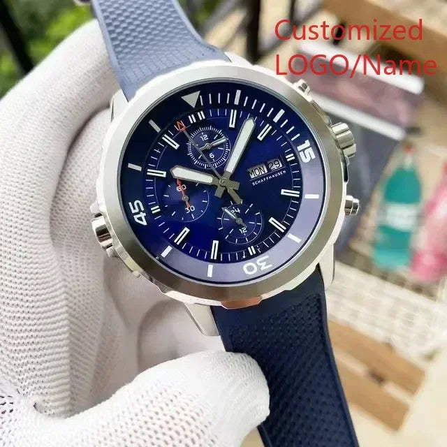 A11 Store Customized Watch Quartz Chronograph Special and External Rotating Bezel Gray Dial Men Watch Full Function Aquatimer