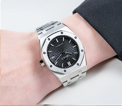 OBLVLO TM-ASP Luxury Men's Watch 41mm Blue Dial Rose Gold Automatic Luminous Waterproof Mechanical Casual Business Watch