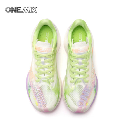 ONEMIX New Nylon Carbon Board Marathon Running Racing Shoes Shock-relief Professional Stable Support Ultra-light Rebound Sneaker