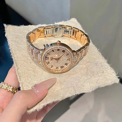 Luxury Shiny Fine Zircon Quartz Watch Elegant All-Star Jewels Women Mechanical Wristwatches Fashion Folding Wrist Watches Buckle