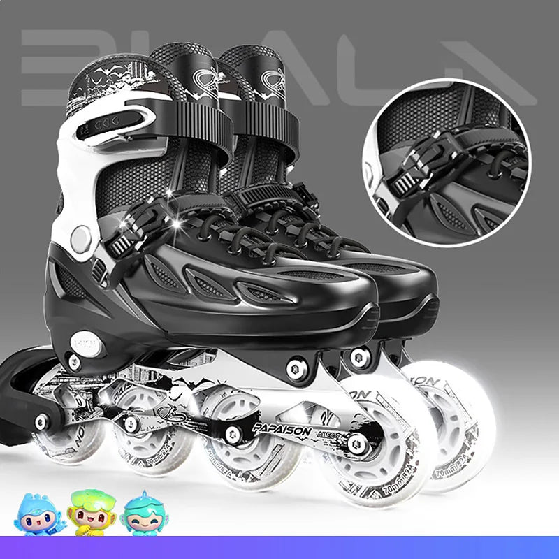 Inline Skates boy black Adjustable Size pink girl Children Sports Rollerblades High Speed new LED Light Up Professional