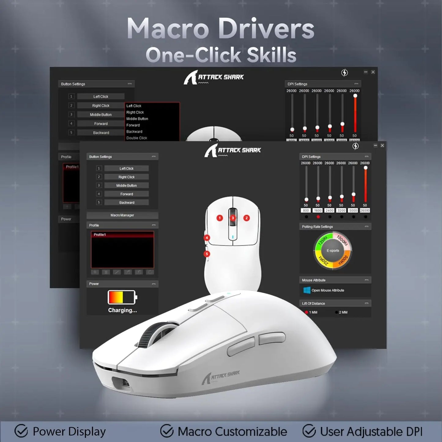 ATTACK SHARK X6 Superlight Gaming Mouse with Charging Dock, 49g Wireless Gaming Mouse, PixArt PAW3395 Sensor, Tri-Mode BT/2.4G/Wired, 26000 DPI