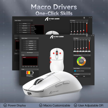 ATTACK SHARK X6 Superlight Gaming Mouse with Charging Dock, 49g Wireless Gaming Mouse, PixArt PAW3395 Sensor, Tri-Mode BT/2.4G/Wired, 26000 DPI