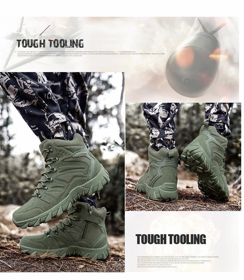 Botas Táticas de Combate Melhoradas para Homem, Calçado Outdoor de Treino, Campismo, Antidesgaste, Resposta Rápida, Caminhada, Pesca e Caça