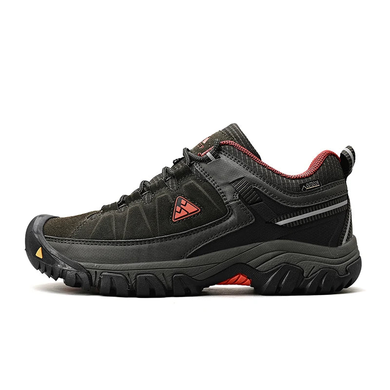 HIKEUP New High Quality Men Hiking Shoes Durable Leather Climbing Shoes Outdoor Walking Sneakers Rubber Sole Factory Outlet
