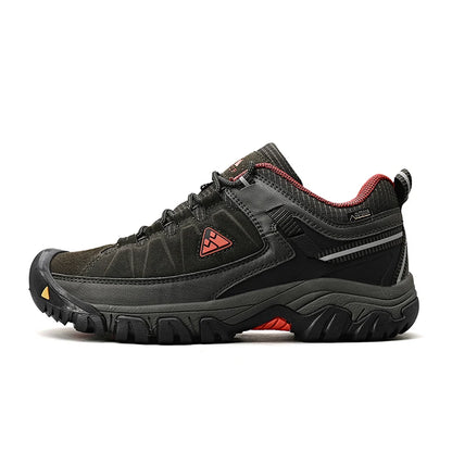 HIKEUP New High Quality Men Hiking Shoes Durable Leather Climbing Shoes Outdoor Walking Sneakers Rubber Sole Factory Outlet