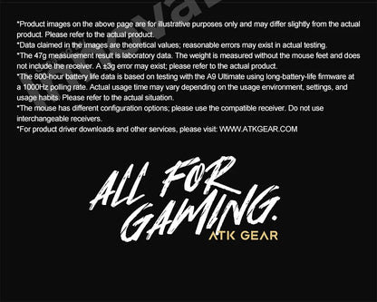 ATK Dragonfly A9 Ultimate bezdrôtová herná myš A9 Air PAW3950 ultraľahká ergonomická e-športová myš pre hráčov FPS CSGO A9 Ultra