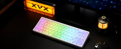 Teclado mecânico XVX M67 JadeStone com teclas IMD-Tech, hot-swappable, gasket, tri-mode, RGB personalizado, sem fios, 65%