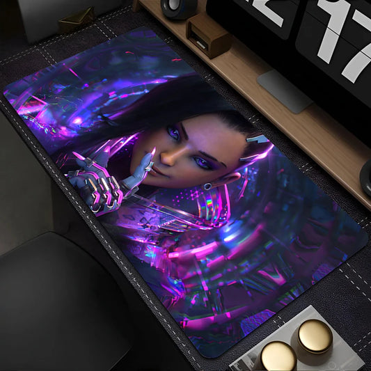 Tapete de Rato PC Overwatch Sombra Sexy Roxo Kawaii Menina Anime para Portátil e Teclado, Acessório Gaming para Secretária Gamer