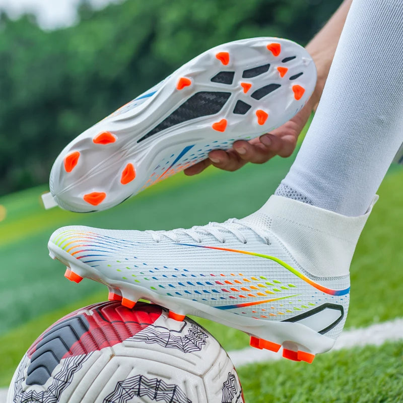 New Men Soccer Shoes Men Grass Breathable Soft Outdoor Football Shoes Cleats Long Spikes Comfortable Training Sport Shoes Men