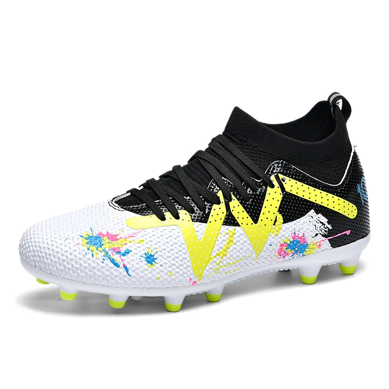 AG/FG Long Studs Soccer Shoes，PU Fabric Mixed Upper，TPU Sole Wear Resistant Anti Slip，Men Women Kids Youth Outdoor Sports