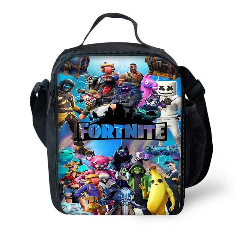Mochila Escolar Infantil Hot Game com Lancheiras, Design-F-FortniteS, Estojos para Lápis, Mochilas Escolares para Rapazes e Raparigas, Melhor Presente