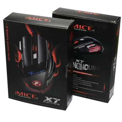 iMICE X7 Ergonomic Wired Gaming Mouse, 3200 DPI USB Gaming Mouse with 7 Programmable Buttons, LED Backlit Computer Gamer Mouse for PC & Laptop