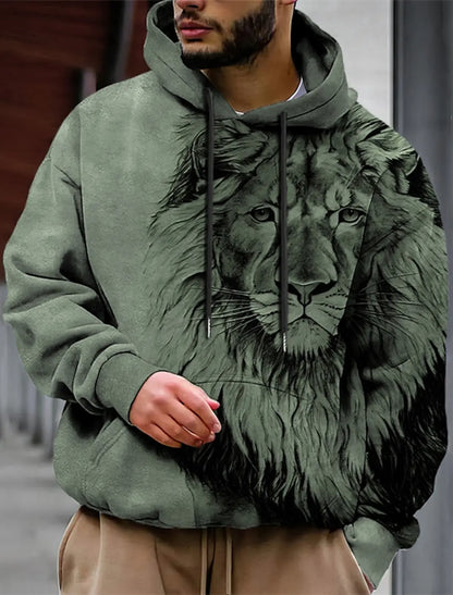 Men's Unisex Hoodie Fashion Pullover Hoodie Sweatshirt Hooded Animal Wolf Lion Dragon Tiger Print Daily 3D Print Casual Hoodies