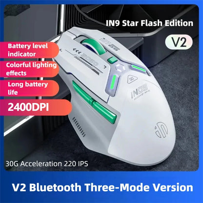 INPHIC IN9 Wireless Gaming Mouse Tri-Mode 2.4G Bluetooth & USB-C Wired, 12000 DPI RGB Programmable Gaming Mouse for PC & Laptop
