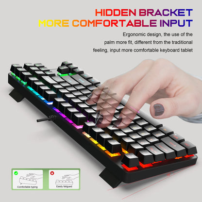 Computer Keyboard Waterproof Portable Gaming Keyboard Backlit Ergonomics Colorful Keyboard Computer Accessories 87 Keys USB