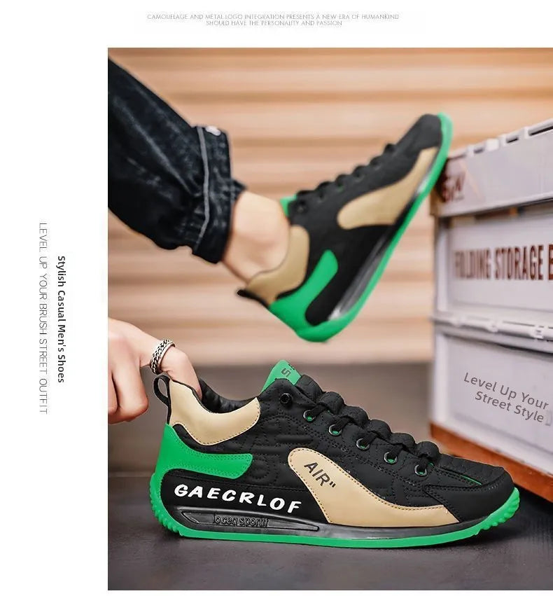 Men's Casual Sports Shoes Breathable Comfortable Flat Heel Low Cut Lace up Leather Upgraded Version of the Classic AGAM Shoe