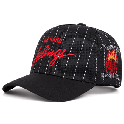 No hard feelings Men's and women's striped baseball caps Outdoor sports hats