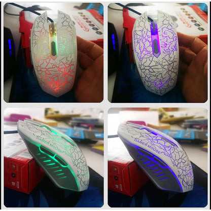 Rato gaming com fios USB 2400 DPI, rato profissional para gamer com retroiluminação LED, rato ergonómico para computador, PC, portátil e MacBook