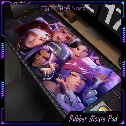 Alfombrilla de ratón grande Overwatch para PC gamer, alfombrilla extendida para teclado rosa cute, accesorios gaming para portátil, tapete de escritorio kawaii HD