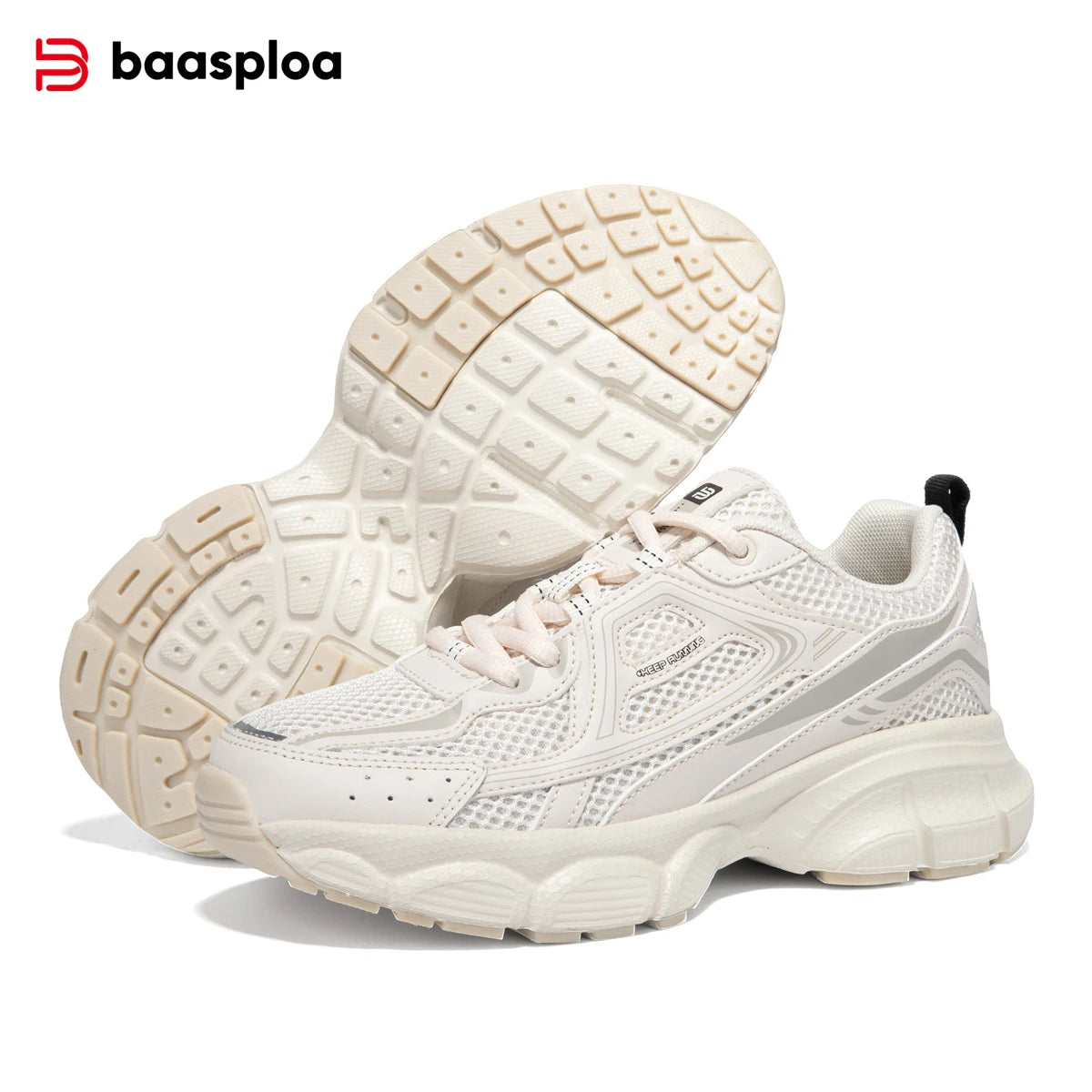 Baasploa Women Sports Shoes Outdoor Lightweight Breathable Jogging Sneakers Female Casual Mesh Anti-slip Lace Up Running Shoes