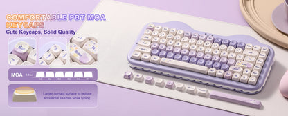 Teclado mecânico sem fios YUNZII C75, 75% cremoso com Hot Swap e RGB personalizável, design Gasket Cute Cake, para Win/Mac/Gaming