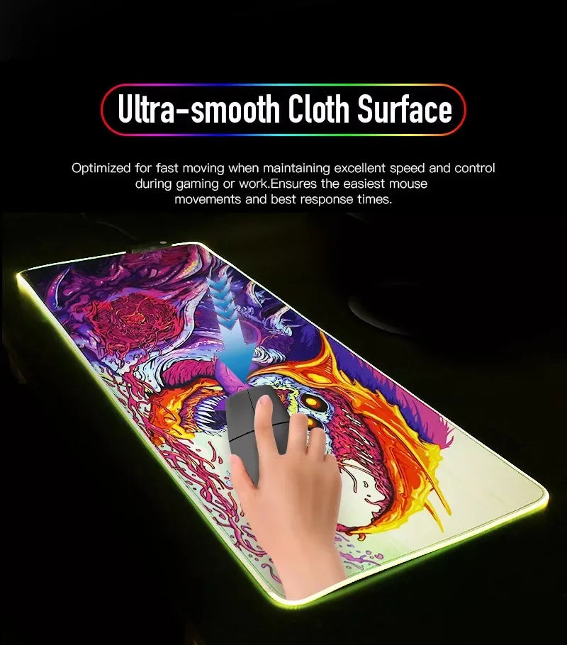 Game F-Fortnite Survival Battle Mouse Pad RGB LED Light Non-Slip Rubber Base Waterproof Office PC Home Desk-Mat USB Large Game