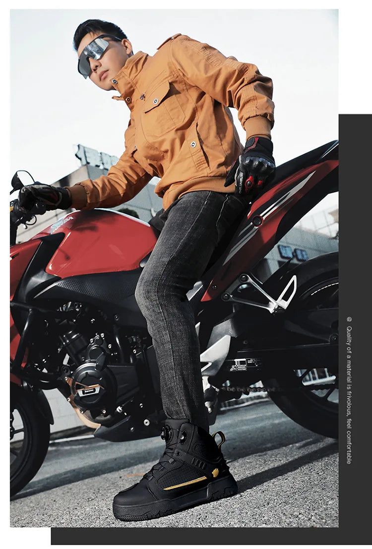 Motorcycle Boots Men Biker Shoes Moto Sneaker Microfiber Leather Adventure Motocross Shoes Anti-slip Motorcycle Equipment