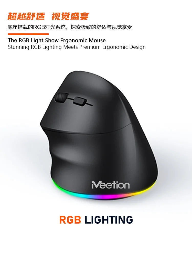 iMice Left Hand Wireless Mouse Bluetooth Ergonomic Mouse, Rechargeable Silent Vertical Mouse, 2400 DPI Bluetooth & 2.4G Wireless Mouse for PC, Laptop & MacBook
