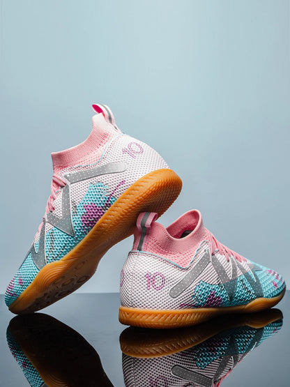High-top soccer shoes for indoor five-a-side training for both men and women, slip-resistant and wear-resistant. sneakers