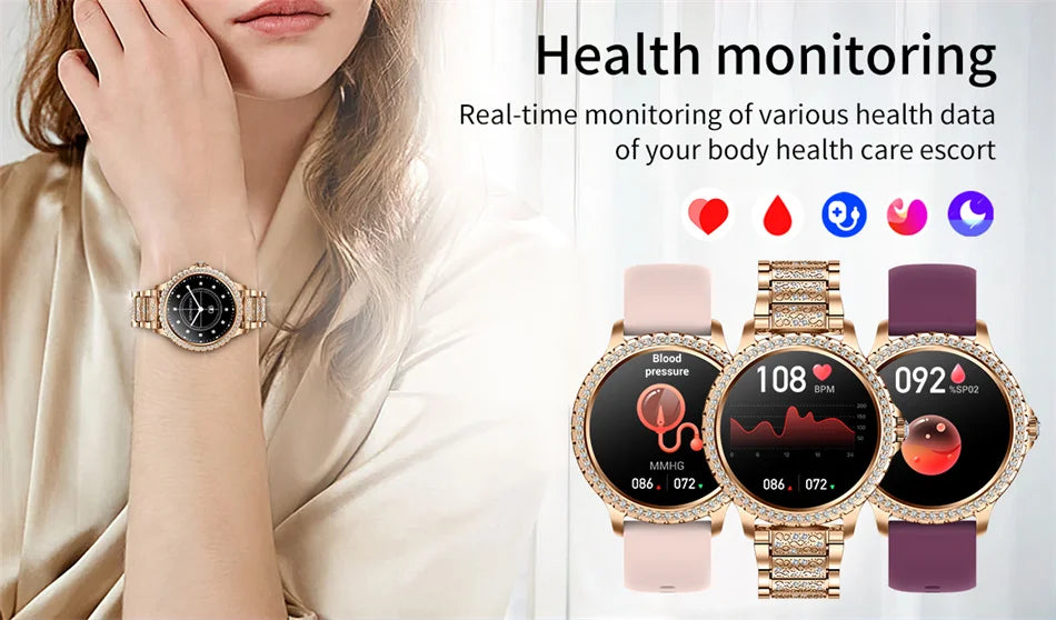 AMOLED Screen Smart Watch Heart Rate Blood Oxygen Fashion Ladies Bracelet 2023 Bluetooth Call Smartwatch Womoen For Android IOS