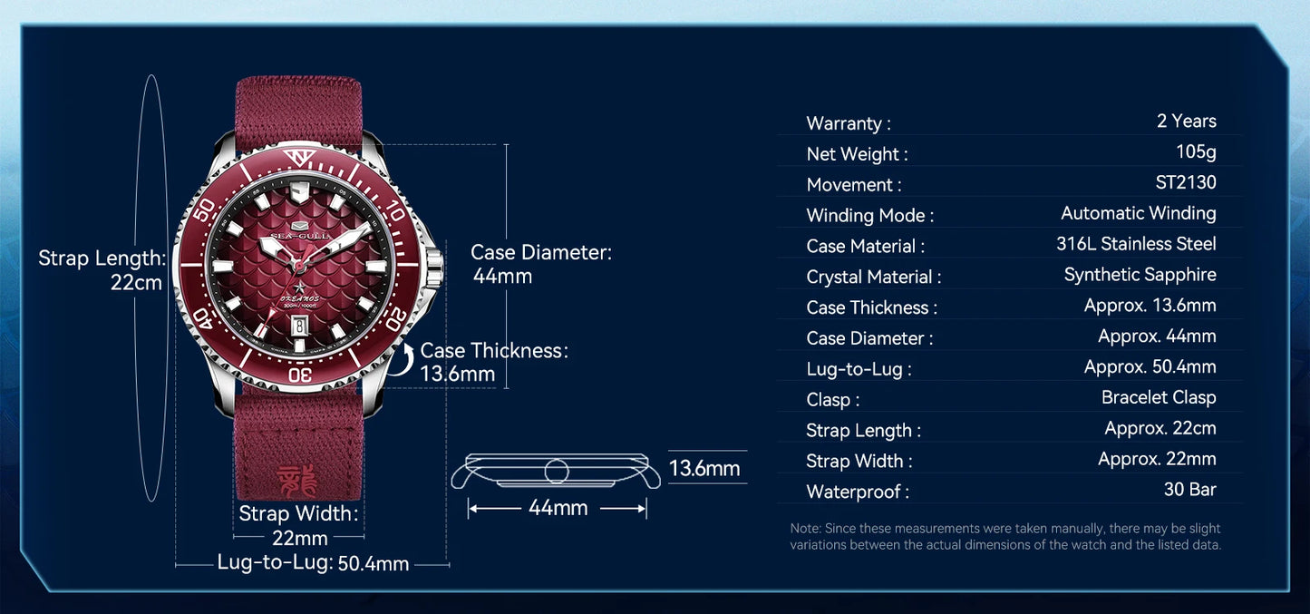 Seagull King of the Dragon Men's Watches Automatic Mechanical Watch Sports Diver 300M Waterproof Wristwatch Luxury 2024 New 1216