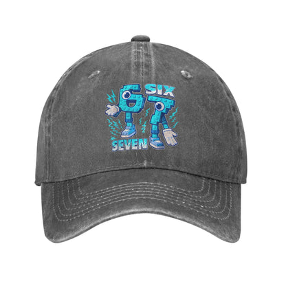 Funny Meme 67 Six Seven 6 7 Italian Brainrot Baseball Cap Sun Outdoor Sports Washed Trucker Hat Male Classic Design Baseball Cap