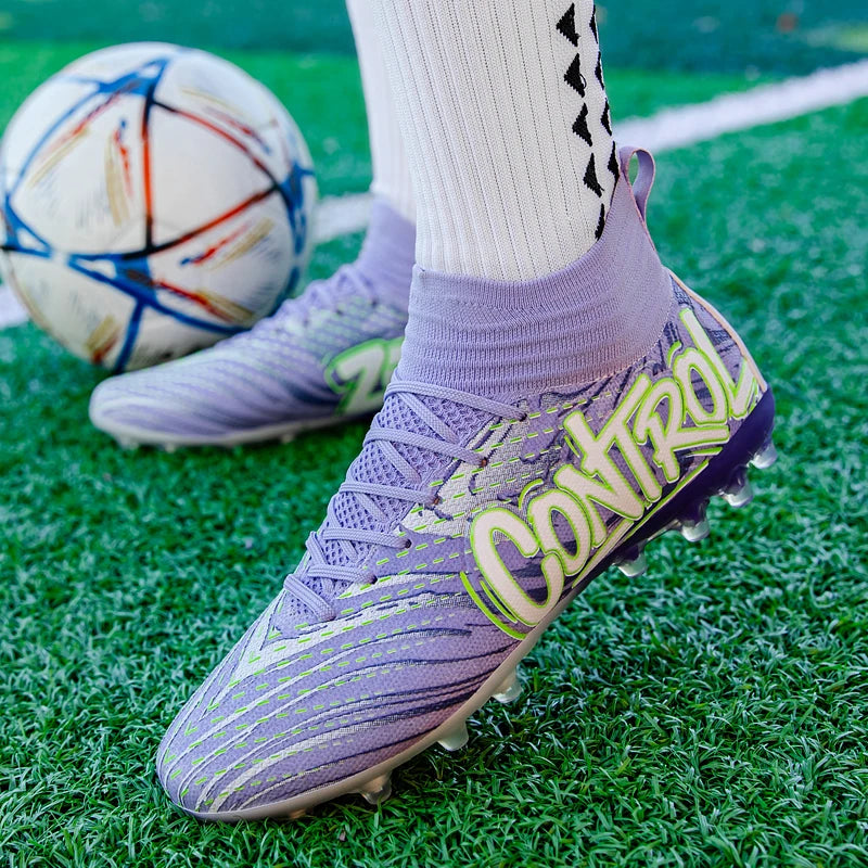 Pánské a dámské fotbalové kopačky na venkovní fotbal, protiskluzová obuv na fotbalové hřiště, ultralehké futsalové tenisky TF/FG s kolíky