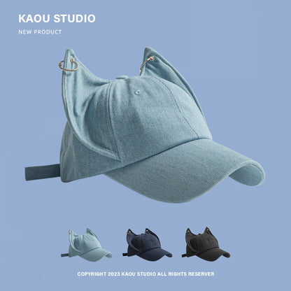 Casquette de baseball cowboy tendance « Niche Y2k Personality » avec oreilles de renard mignonnes, boucle métallique, visière ajustable, pour homme et femme, style hip-hop