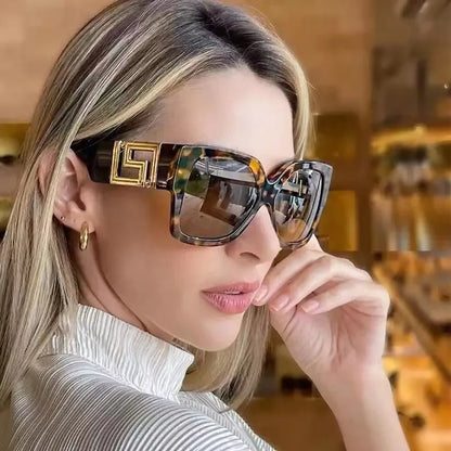 Light Luxury Square Large Frame Sunglasses With Hollow Temples, Personalized Catwalk Sunglasses, Women's Casual Sunglasses UV400