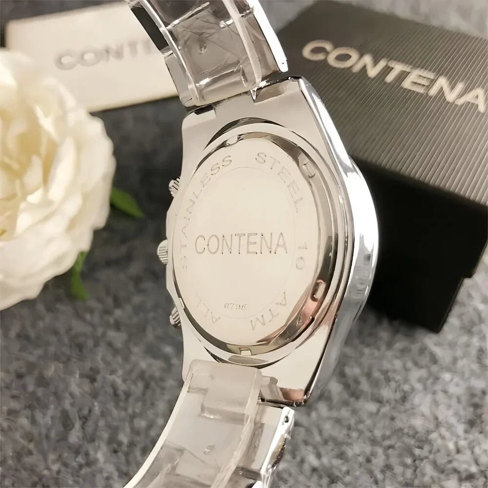 CONTENA Women's Top Brand Quartz Watch Classic Elegant Ladies Watch Luxury Stainless Steel Women Wristwatch Clock montre femme